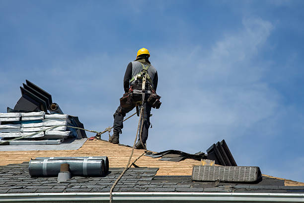 Professional Gutter Installation technician working in Preble, NY